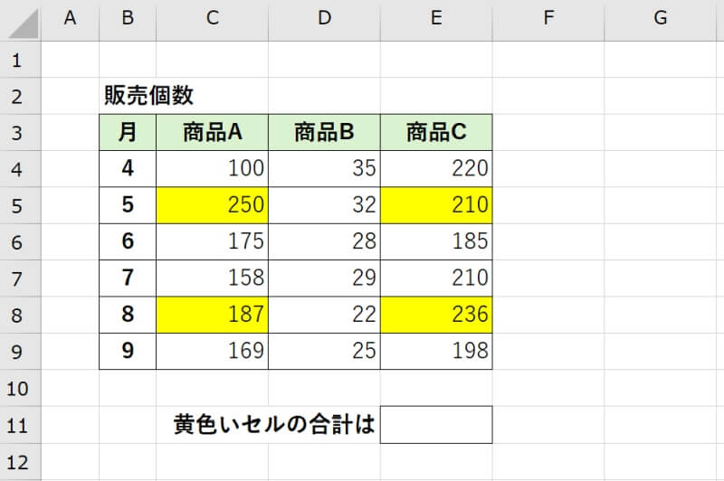 飛び飛びの離れたセルを足し算