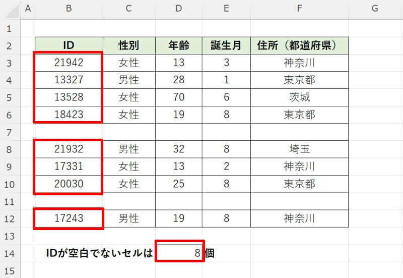 COUNTIFS関数