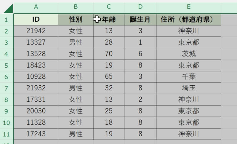 エクセルで行の高さ・列の幅を自動調整