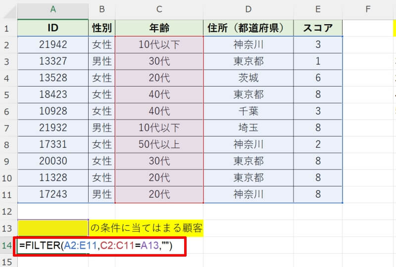 条件に合う重複なしのデータを抽出