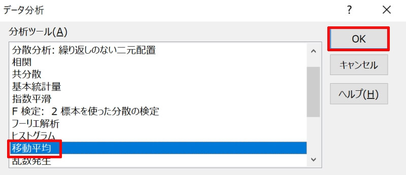 日別データから移動平均を算出