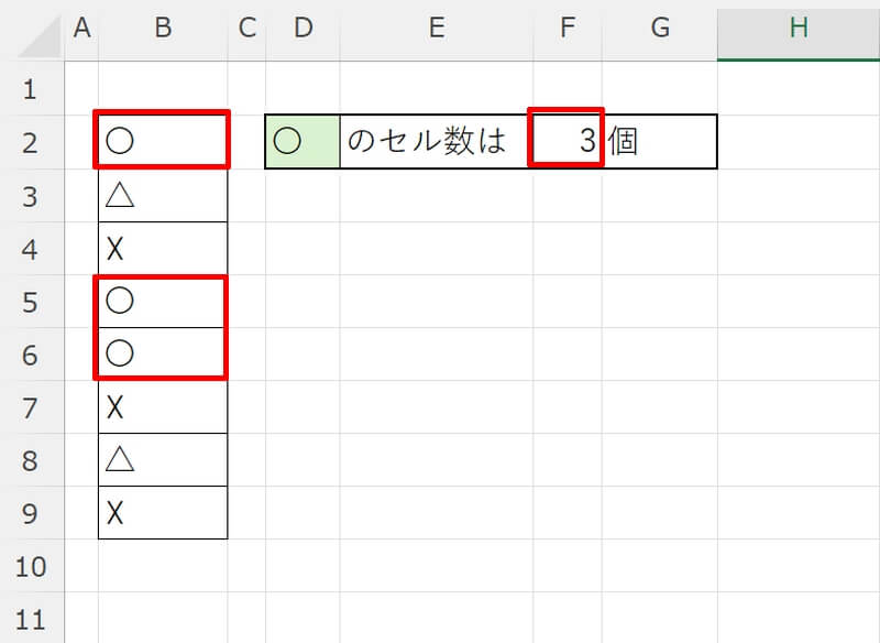 SUMPRODUCT関数で◯の数を数える