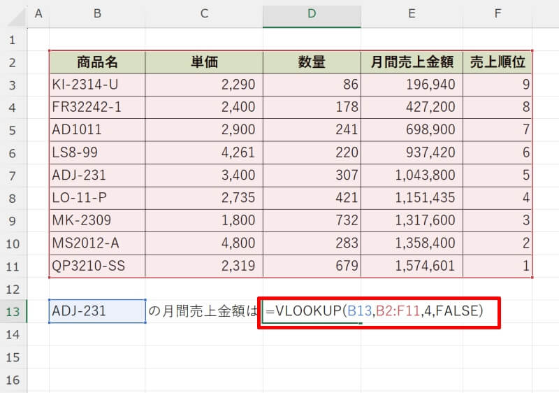 VLOOKUP関数の使い方