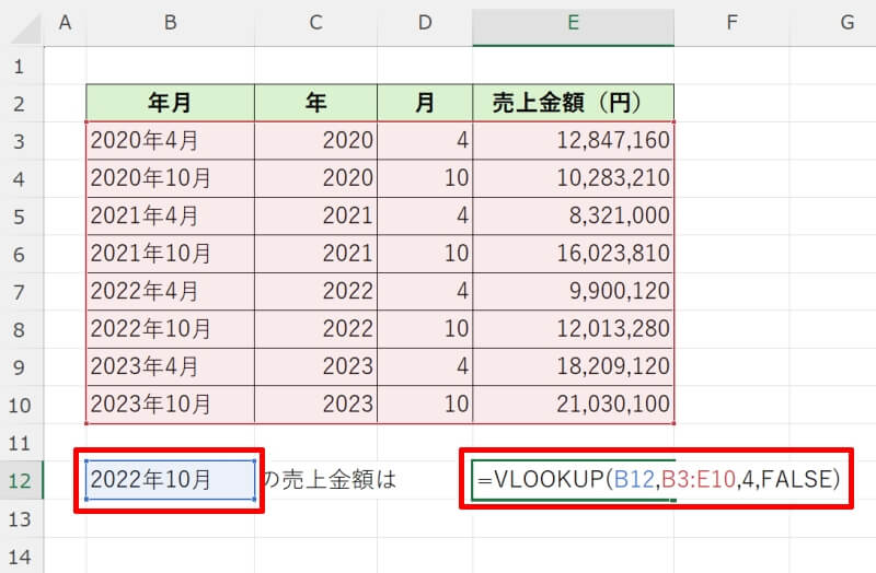 VLOOKUP関数で複数条件を指定