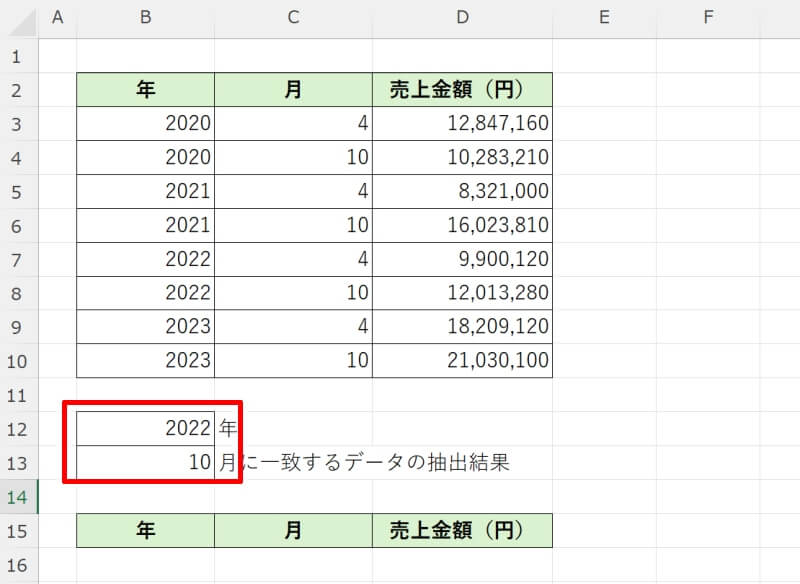 複数条件に一致するデータを抽出