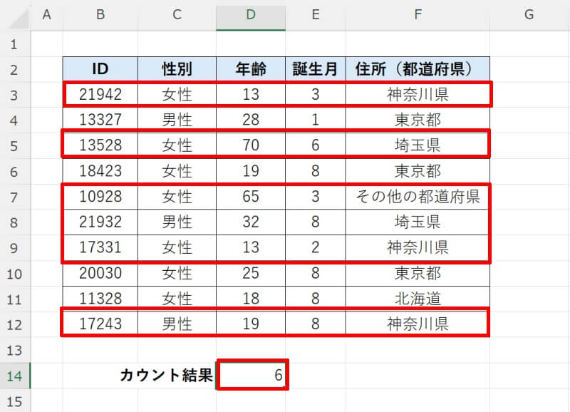 特定のデータの個数を部分一致で数える