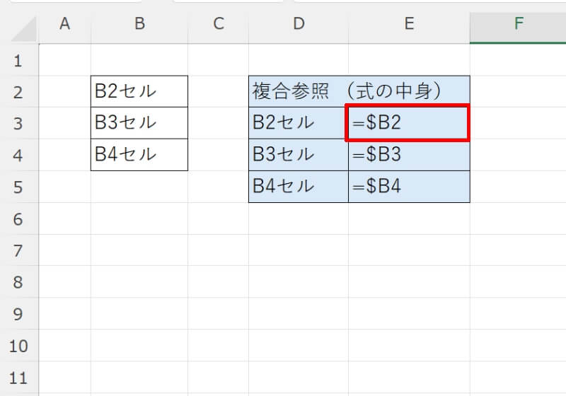 絶対参照と複合参照の違い