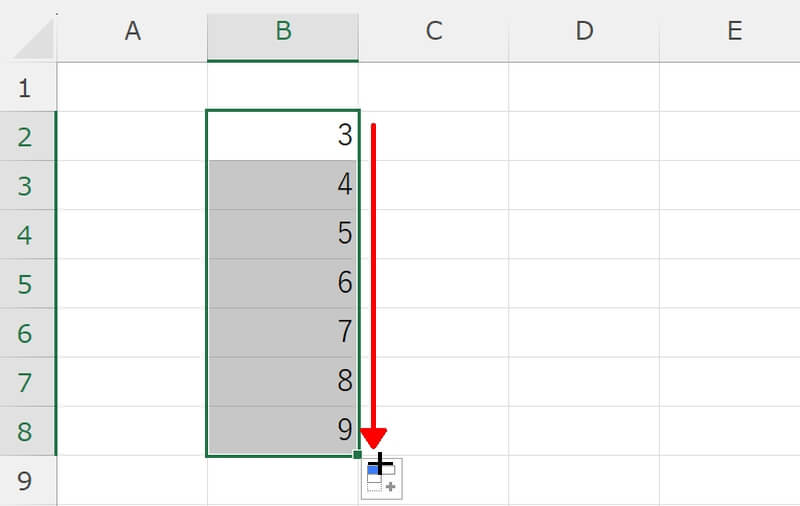 エクセルで数字を1ずつ増やす